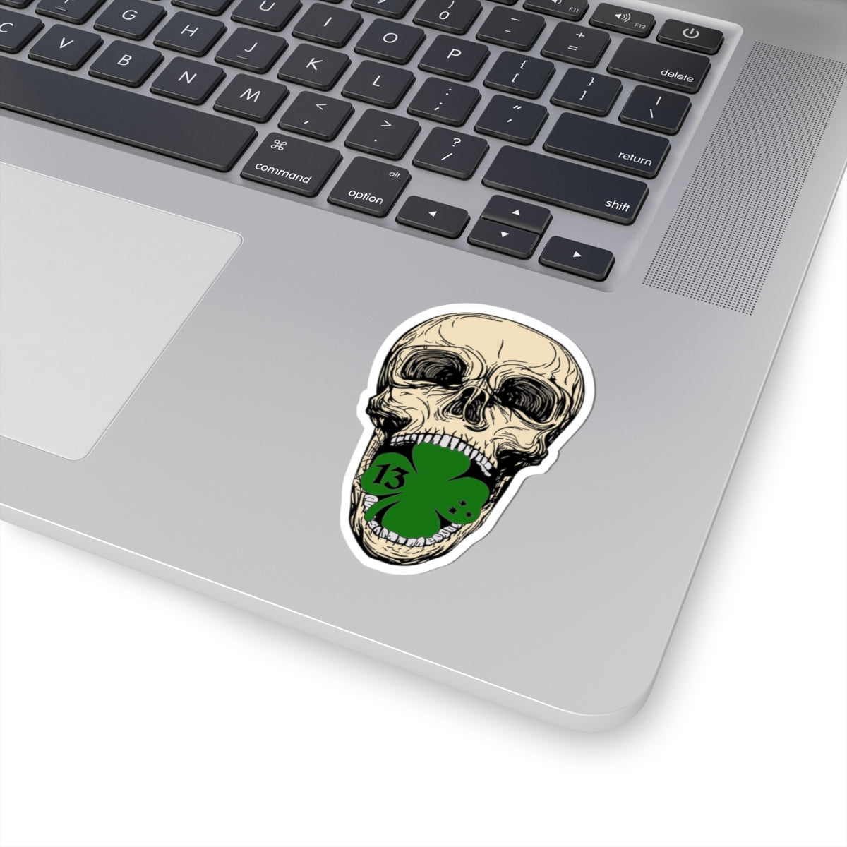 Shootin Newton Skull with Shamrock Sticker