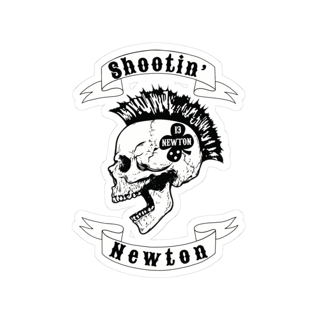 Shootin' Newton' Mohawk Skull Sticker