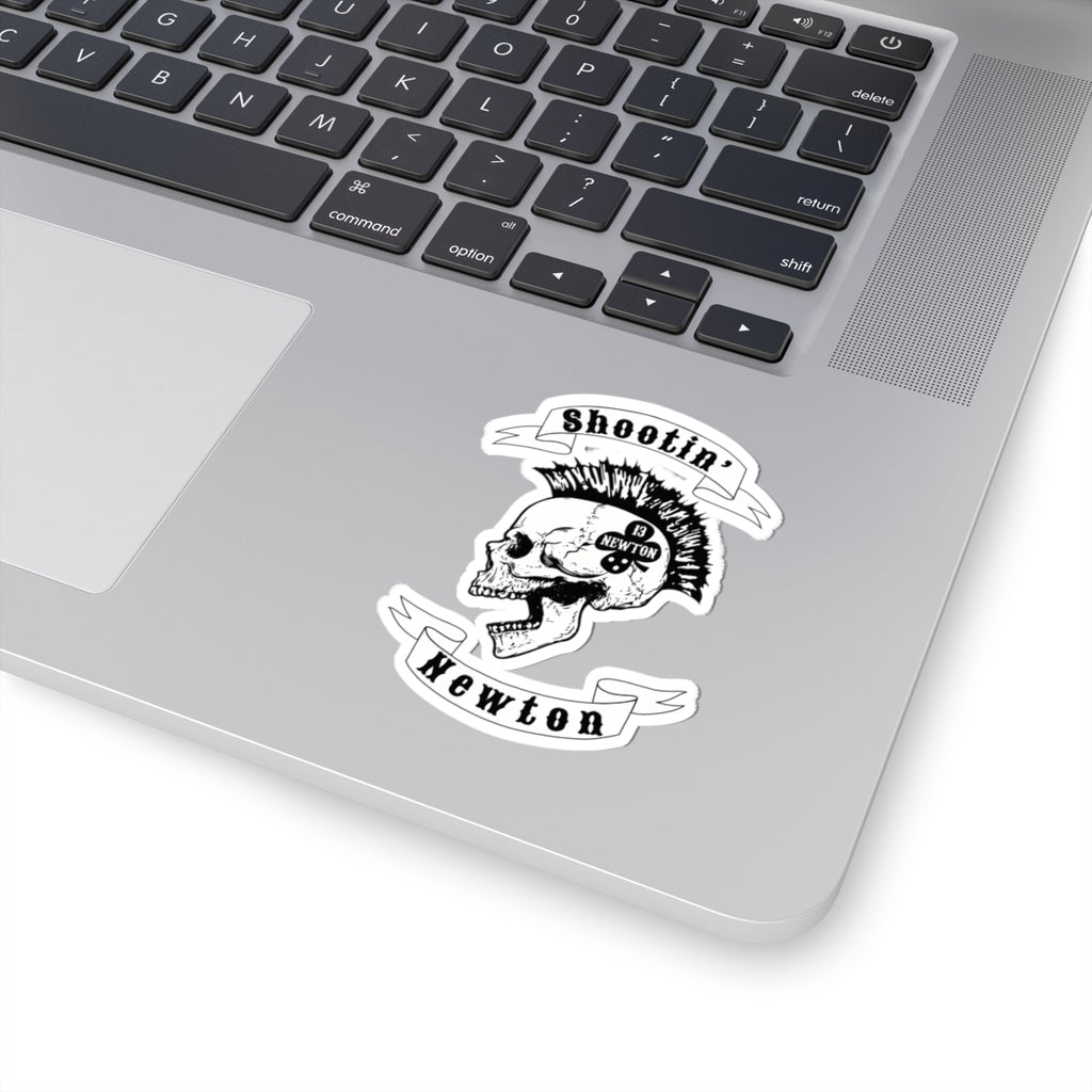 Shootin' Newton' Mohawk Skull Sticker