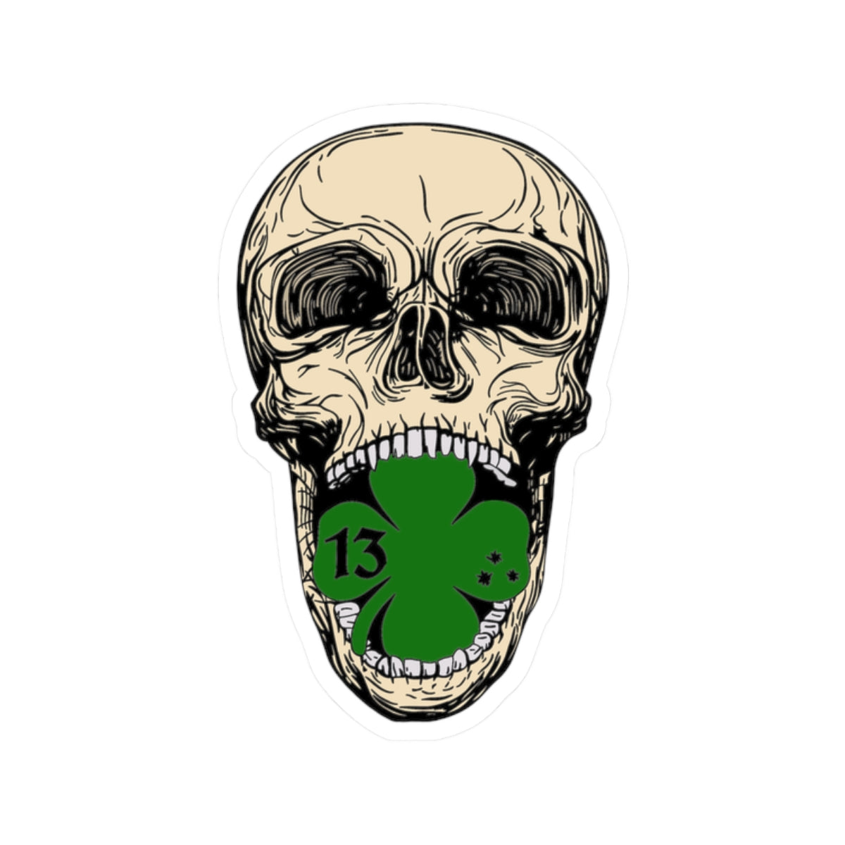 Shootin Newton Skull with Shamrock Sticker