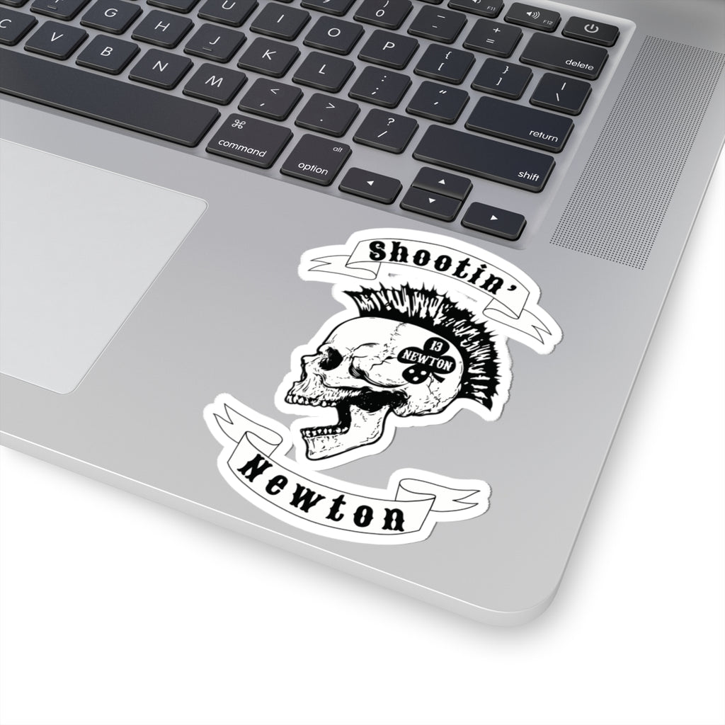 Shootin' Newton' Mohawk Skull Sticker