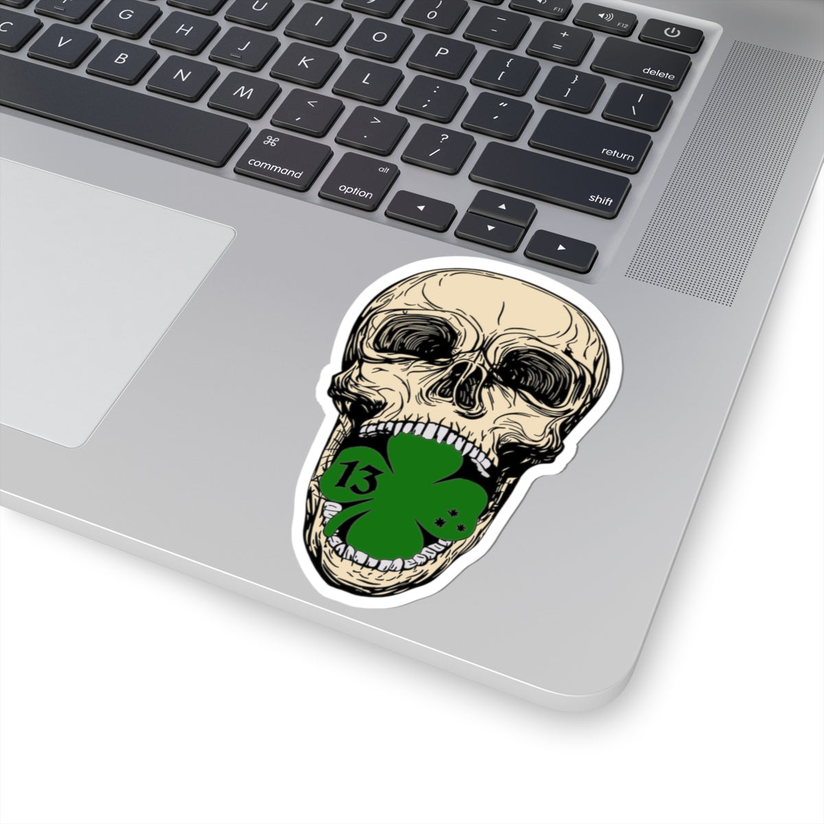 Shootin Newton Skull with Shamrock Sticker
